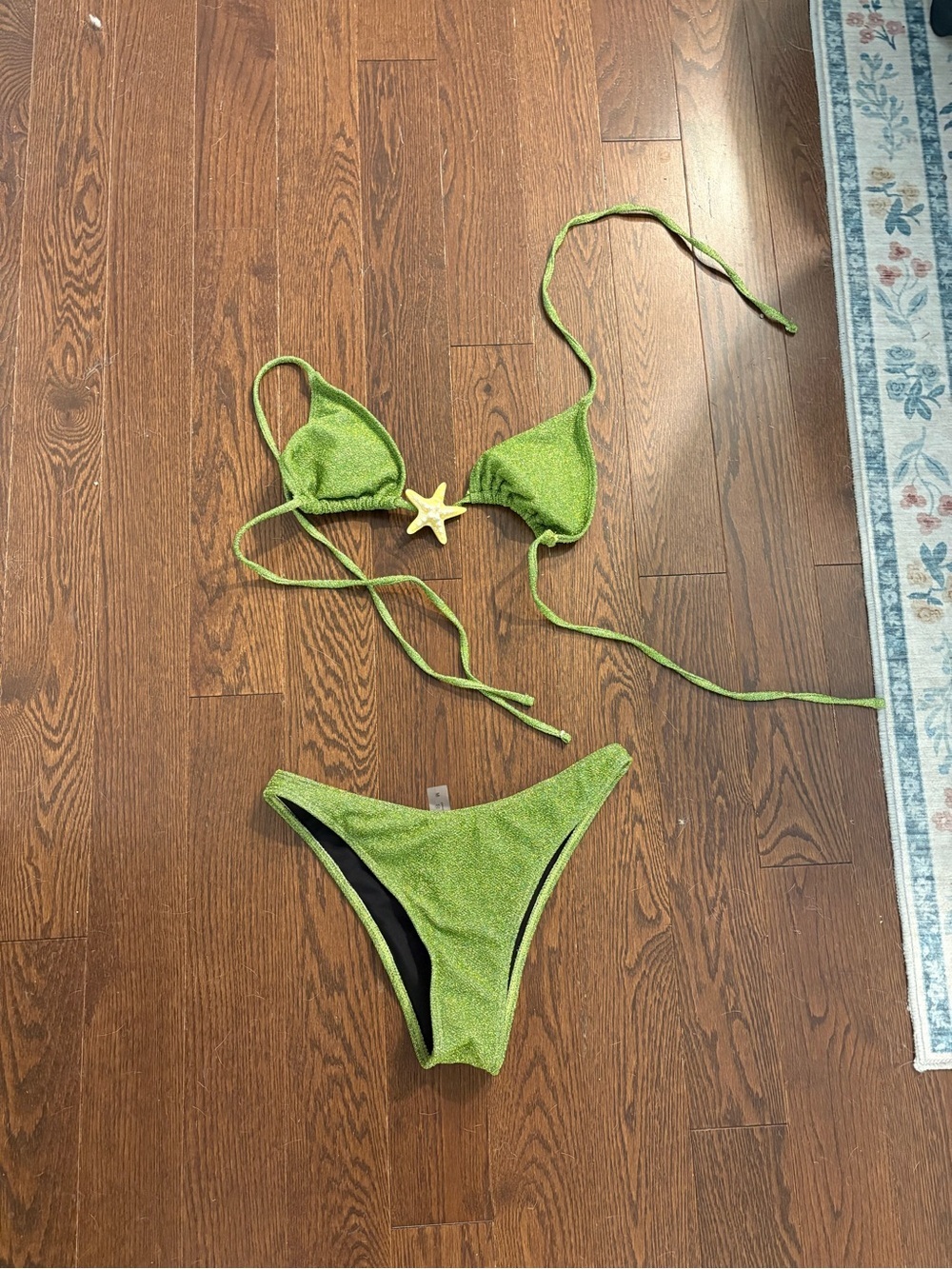 Green Star Accent Two-Piece Bikini Set